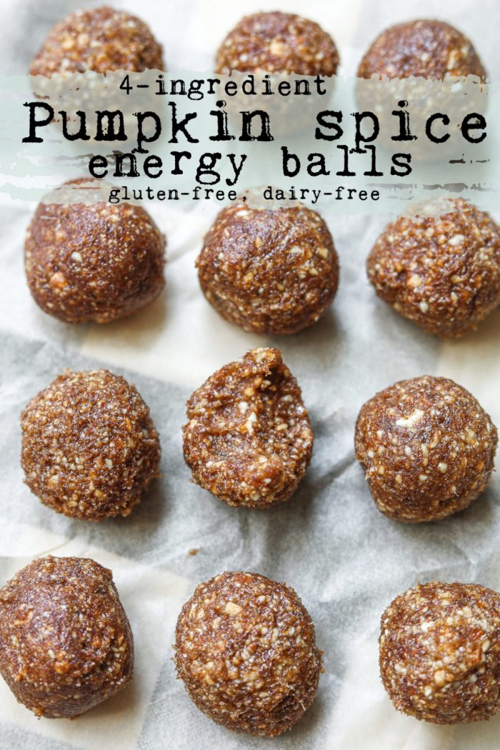 4-Ingredient Pumpkin Spice Energy Bites | vegan, gluten free