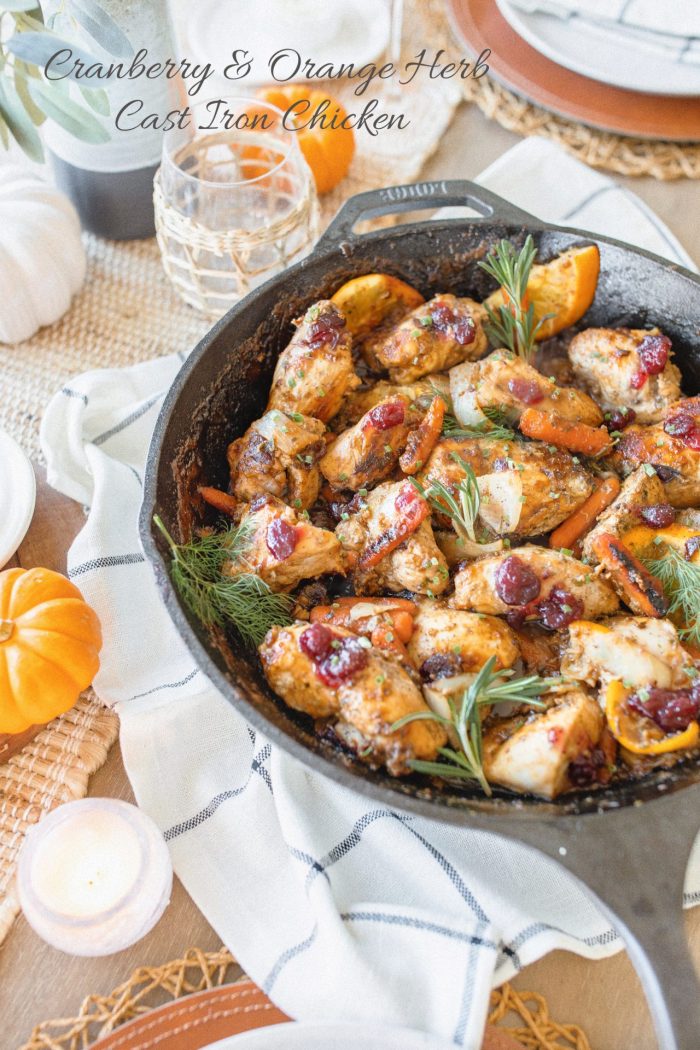 Cranberry and Orange Herb Cast Iron Skillet Chicken