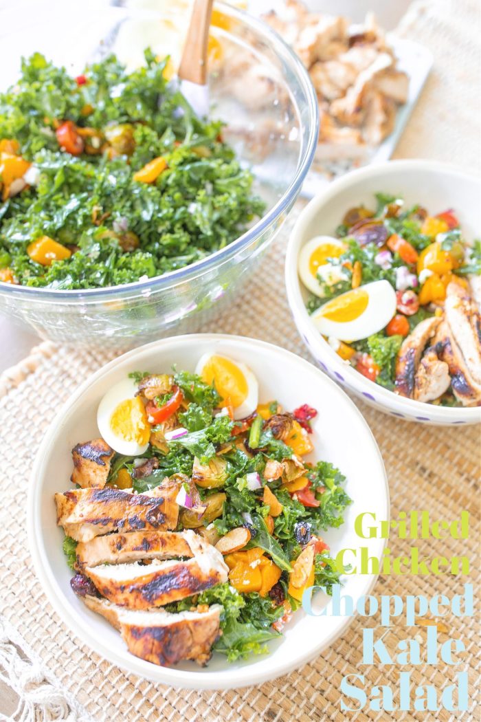 Grilled Chicken Chopped Kale Salad & Honey Dill Vinaigrette