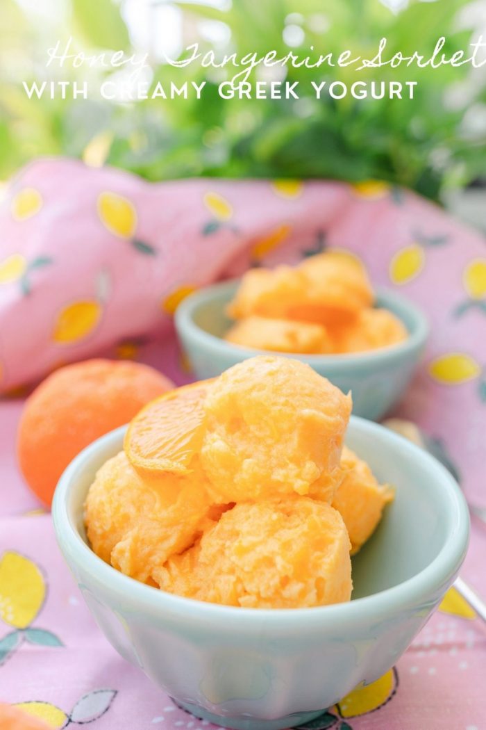 Honey Tangerine Sorbet With Creamy Vanilla Greek Yogurt