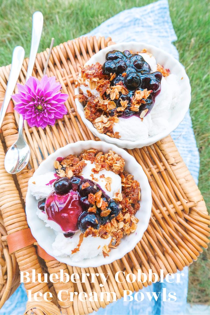 Blueberry Cobbler Ice Cream Bowls With Homemade Granola