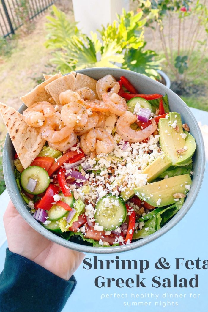 Ultimate Greek Salad with Seasoned Shrimp & Crumbled Feta