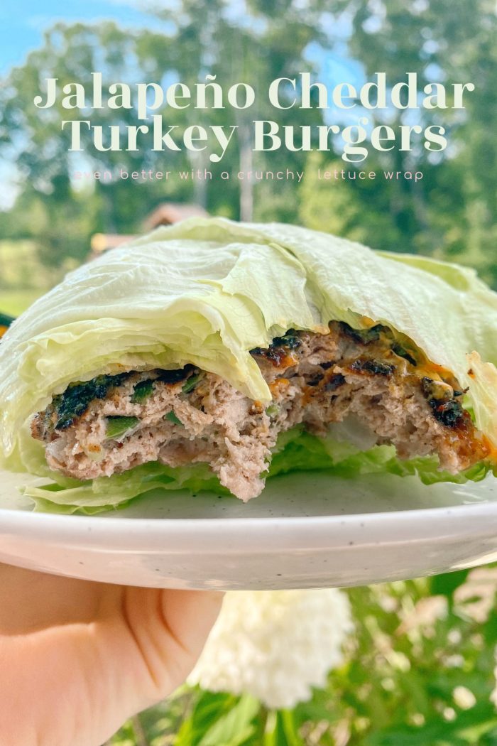 Lettuce Wrapped Grilled Jalapeño Cheddar Turkey Burgers